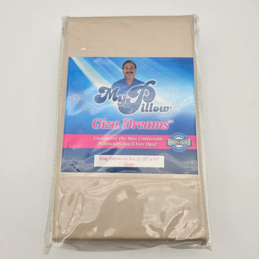 My Pillow Giza Dreams King Pillowcase Set (2) Taupe  NEW